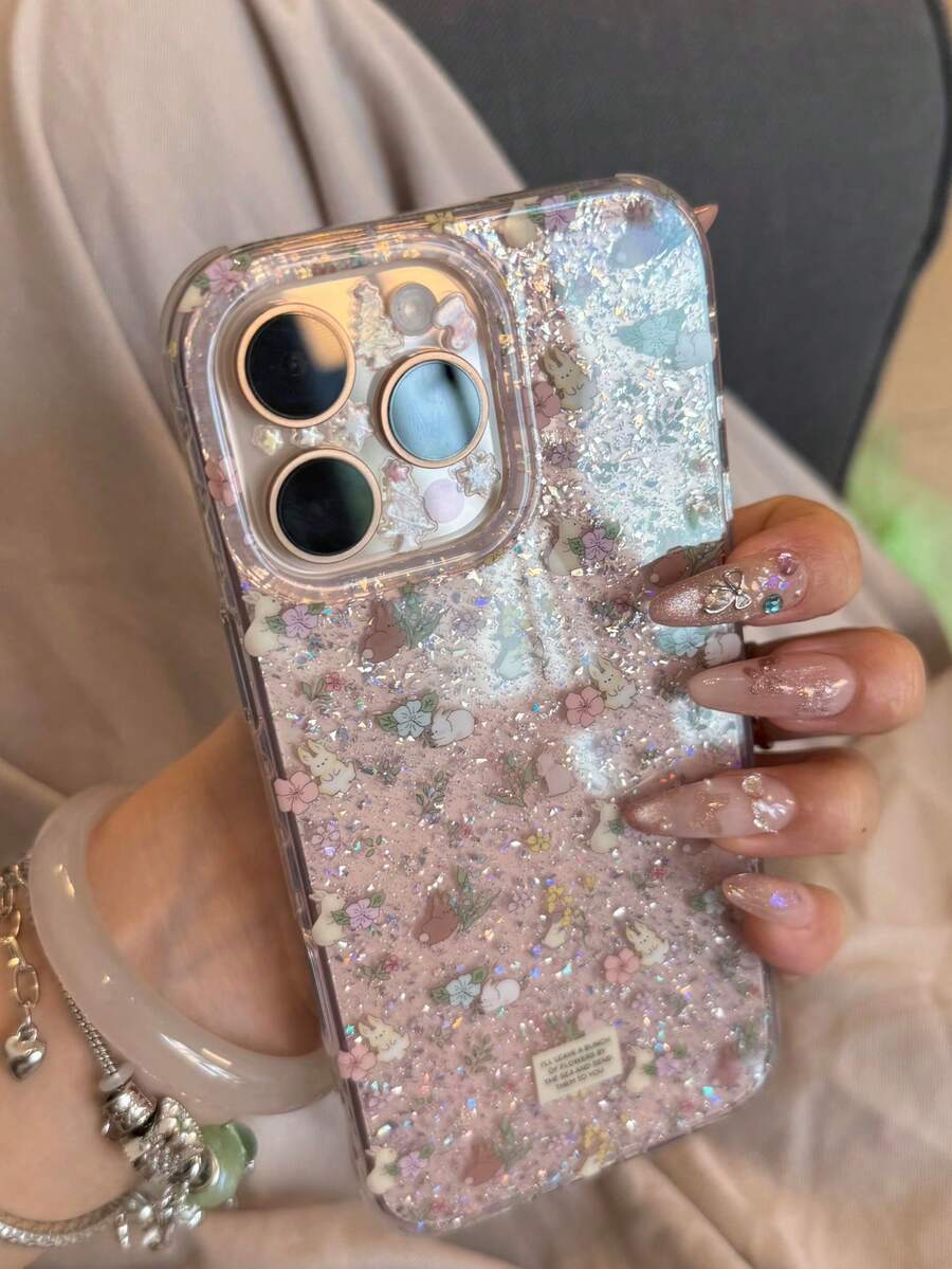 Tulip Floral Pattern Transparent Phone Case, Compatible With IPhone 17/16/15/14/13/12 Pro Max Plus/11, Fashionable And Shock-Resistant, Gift Packaging