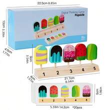 Juego de juguetes de juego de roles de helado, paleta de hielo, caramelo, pensamiento numérico y lógico, educación temprana para niños, aprobado por CE CPC, de madera realista - Multicolor - Ver 13