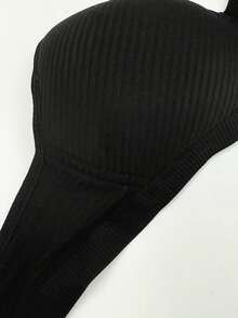 3pcs/Set Teen GirlBlack Wireless Simple Fashion Comfortable Soft Ribbed Bras, 13-16Y - Black - View 5