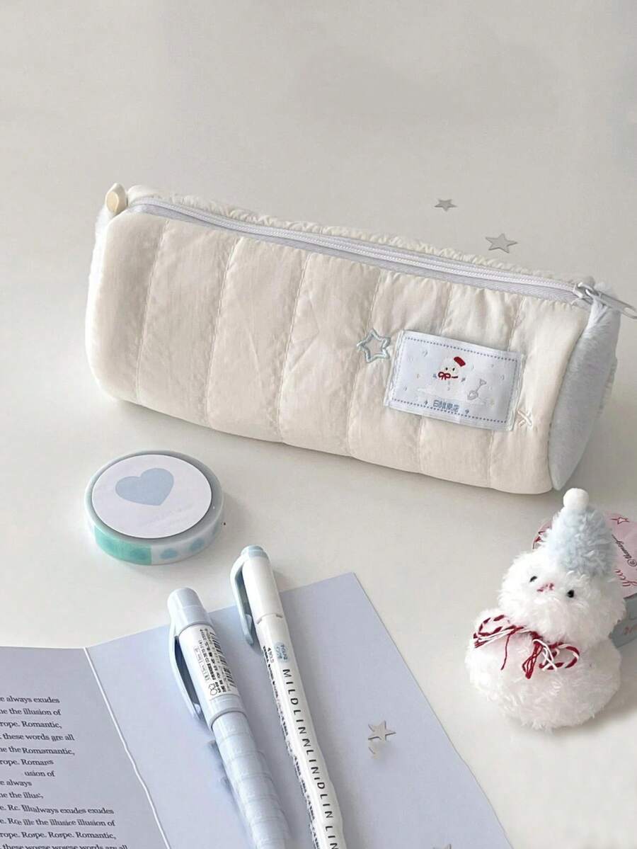 1个圣诞雪人/小狗笔袋 大容量可爱文具袋 毛绒高档小众铅笔盒 文具盒