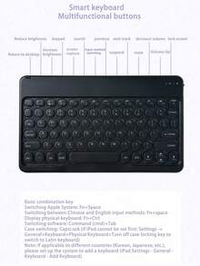 AKKHOO 10 英寸超薄可充电静音无线键盘，兼容 iPad、电脑、手机、平板电脑 - 黑色 - 查看 7