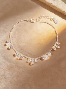 1pc S925 Sterling Silver 3D Rose Flower Bracelet, Fashionable & Elegant Jewelry For Daily Wear, Holiday Gift - Silver - View 4