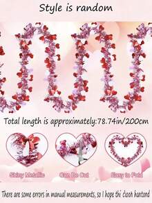 3pcs Valentine's Day Heart Shaped Wreath, Shiny Foil Heart Wreath Decor, Perfect For Fireplace, Bedroom, Office, Classroom, Party And Indoor/Outdoor Holiday Home Decoration. Metal Wire Wreath With Twisted Metal Pendant, Heart Shaped Christmas Wreath, Ideal For Christmas Tree Decoration And Indoor/Outdoor Party Decor. Essential Item To Create An Atmosphere, A Surprise Gift For Your Girlfriend. - Multicolor - View 2