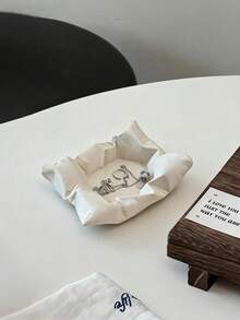 1件创意原创皱纹陶瓷首饰托盘，桌面首饰收纳碟，戒指项链香炉艺术装饰托盘，玄关钥匙架，香炉托盘，适用于客厅、玄关、首饰收纳 - 彩色 - 查看 4