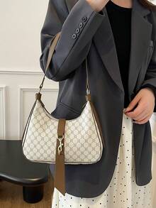 Retro Fashionable Chic Niche One Shoulder Underarm Leopard Print Commuter Elegant Crescent Moon Bag - White - View 5