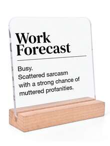 1pc Humorous Self-Deprecating Style Office Theme Acrylic Ornament Sign With Wooden Base, Funny Desk Sign, Interesting Colleague & Friend Gift, Suitable For Desktop, Office, Shelf, Rest Area Decoration - Multicolor - View 13
