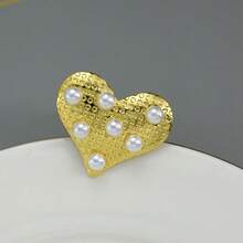 1个珍珠心形餐巾环，适用于西餐厅，优雅的餐巾架 - 金色 - 查看 3