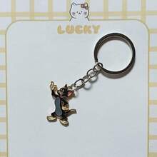 2pcs Cat And Mouse Keychain, Niche Japanese Style Couple/Best Friend Keyring, Tom And Jerry Keychain - Multicolor - View 7