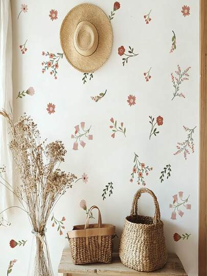 1 件植物叶墙贴，可移除墙贴，适用于儿童房、卧室、托儿所装饰