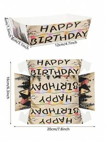 20个/40个/60个复古怪异字母纸质零食托盘，复古零食船玉米片餐盘，复古恐怖主题派对装饰，适合男孩女孩生日派对用品 - 彩色 - 查看 2