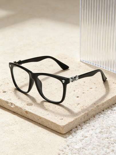 1 Pair Women's Square Black Frame Transparent Glasses, Minimalist Design, Fashionable And Portable, Face-Flattering, Suitable For Daily Decoration, Reading, Gaming, Computer Use, Back To School, Unisex, Can Be Worn With Prescription Lenses