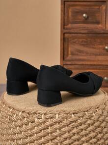 MonaNise 女士时尚尖头套脚高跟鞋，饰有蓝绿色石纹，杏色后跟，适合度假、旅行、购物、户外活动，复古休闲百搭，高端大气，黑色，5厘米鞋跟 - 黑色 - 查看 7