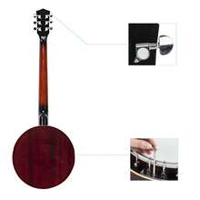 New 6 String Banjo Full Size With Closed Back 24 Brackets Head & Maple Neck - 預設 - 查看 5