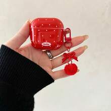 1 Set 2026 New Year Cartoon Polka Dot Bow Earphone Case Compatible With Apple 1/2, Pro 2, New 4 With Cartoon Pom Pom Pendant - Multicolor - View 11