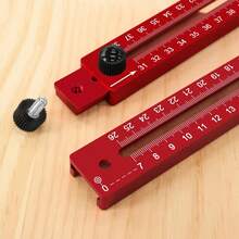 多功能三合一铝制铣槽工作台夹具套装 - 可调节槽型安装座，具备精密测量、圆弧切割、开槽和定位功能。可调节半径，支持公制和英制单位。操作简便，适用于家具木材切割。 - 紅色 - 查看 10