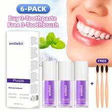 买三送三，独家设计，畅销产品，紫色牙膏牙刷套装，薄荷味紫色牙膏，深层清洁，美白牙齿，口腔护理，紫色软毛牙刷，日常使用，清洁牙膏，美白牙膏，6件套，3支牙膏+3支牙刷 - 6件銷售(3支牙膏+3支牙刷) - 查看 1