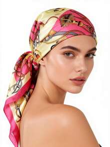 女士头巾和方巾 - 玫紅色 - 查看 2