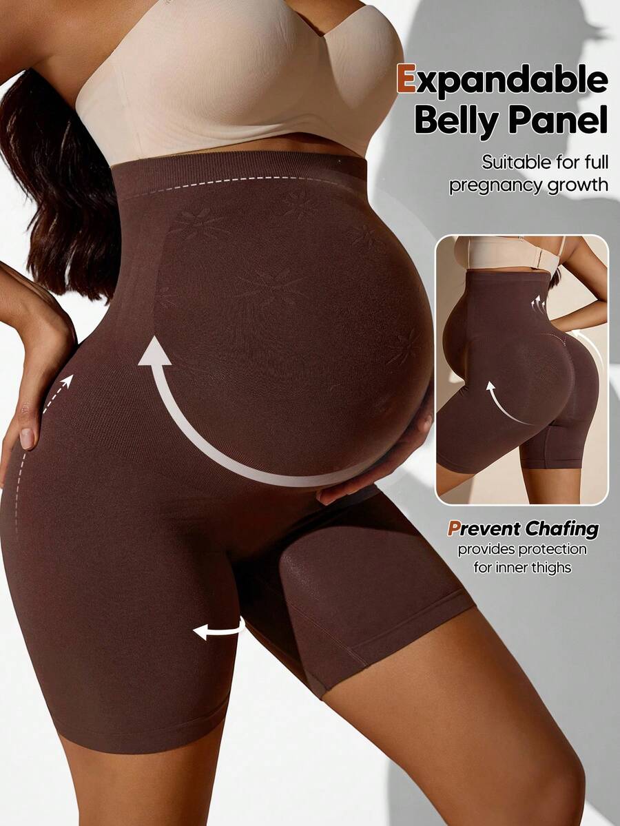 High-Waisted Support Shorts For Pregnant Women, Abdominal Support, Soft And Breathable Maternity Clothing, Anti-Friction Maternity Underwear, Hip-Lifting And Back Pain Relief, Specially Designed For Pregnant Women, Thigh-Protecting Maternity Shorts To Prevent Exposure, Adapting To The Overall Growth During Pregnancy - Cà phê nâu - Xem 1