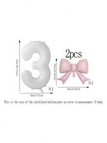2pcs 32-Inch Number Balloon Set, Pink & Red Bow Foil Balloons, White, Red, Black & Cream 0-9 Number Balloons Suitable For Birthday Party, Anniversary Decoration - Multicolor - View 37