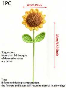 Bó hoa hướng dương móc thủ công (1/3/6 bông), quà tặng cho Ngày Valentine, Lễ tốt nghiệp, Ngày của Mẹ, Sinh nhật, Giáng sinh, Ngày lễ, Ngày tựu trường. - Nhiều màu - Xem 6