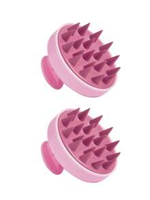 2支装糖果色硅胶洗发刷，清洁头皮，按摩，洗发工具，按摩梳，去屑头皮梳，柔软硅胶按摩刷，去角质头皮，洗发刷，温和护发刷，舒适头皮按摩刷，浴室必备，放松头皮按摩器，硅胶发刷，舒缓压力配件，旅行必备，夏季必备，居家浴室护发工具