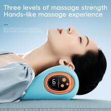 Cervical Massage Pillow, Portable Finger Pressure Neck Extender, Neck And Shoulder Relaxation Pillow With Heating Function, 3 Temperatures And 3 Modes, Suitable For Home, Office And Travel (Blue) - 藍色 - 查看 3