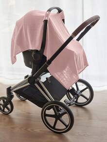 1件升级版棉纱婴儿推车遮阳篷，柔软透气遮阳毯，灰色户外防尘罩，轻便夏季遮阳，保护隐私，宝宝户外活动必备，婴儿礼物