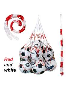 1个便携式篮球网袋，排球足球网袋，加厚尼龙网大容量运动球类收纳网袋，便携式大容量球袋，收纳袋，非常适合整理篮球、排球、橄榄球、足球和户外运动装备，以及存放家居用品，适用于学校运动场和器材，可悬挂收纳整理。