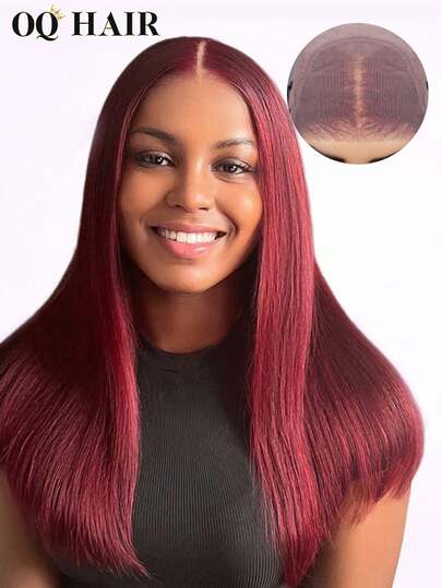 OQ 180%密度酒红色蕾丝前假发，16-28英寸，预先修剪的发际线，7x5透明蕾丝封顶，外观自然，适合初学者，可用于运动、度假、旅行、节日、派对、户外活动、角色扮演、上学、海滩、露营、假日等场合，打造休闲秋季时尚造型，展现迷人优雅，用途广泛，可用作发饰或万圣节装饰，是送给女性的理想礼物。
