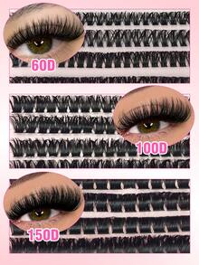 414 piezas DIY Racimos de pestañas, pestañas inferiores/puntiagudas/60D/100D/150D, kit de pestañas D Curl - Con cepillo, pinzas, racimos de pestañas de capacidad grande de 5-20 mm de longitud mixta para principiantes, set de extensiones de racimos de pestañas, racimos de pestañas, pestañas individuales - D - Ver 6