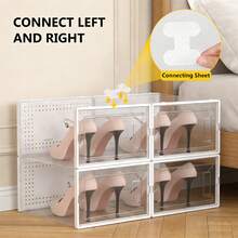 12-Pack Plastic Stackable Shoe Box Set - Clear | Foldable Shoe Storage Container | Sneaker Bins | Shoe Rack Box | Transparent | Portable Stacking Shoe Boxes Front Open - trắng - Xem 9