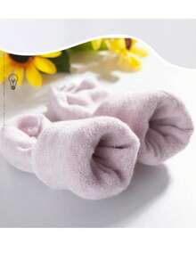 5 Pairs Women's Socks, Thick Warm Solid Color Wool Socks, Casual Cold-Resistant Mid-Calf Socks, Autumn/Winter - Champagne - View 3