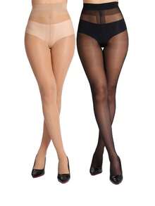 1/3/6 Pairs Women Tights Pantyhose 10D Crotch Gusset Transparent Leggings - Suitable For Women Under 60kg - Multicolor - View 7