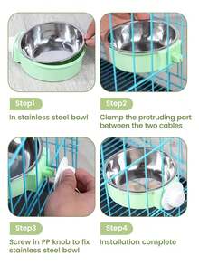 Tazón colgante de acero inoxidable para jaulas de mascotas - 450 ml - Ver 11