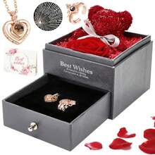 CYPNFlor Rosa Eterna Anillo Collar Rosa Preservada con "I Love You" en 100 Idiomas Regalo para Mujer Oso Rosas Flores Conservada Regalo para San Valentín Regalos de Navidad Tarjeta de FelicitaciónFashion - 219765019 - Ver 2