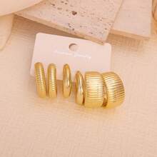 6pcs Metallic Feeling Party & Holiday Multi-Shape Earring Set, Lightweight CCB Material, Fashionable Earring Set For Women