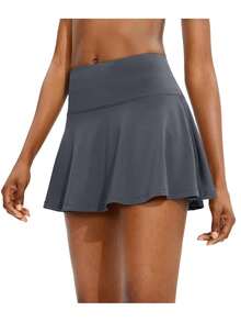 Women's Pleated Skirt With Back Pocket, High-Waisted Style For Sports And Casual Look, Comfortable Fit, Available In Several Colors - 深灰色 - 查看 2