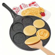 1pc 7-Cup Marble Non-Stick Pancake Pan, Round Baking Mold Suitable For Induction Cooktop, Dishwasher , Scratch-Resistant, Great For Pancakes, Crepes And Home Breakfast Cookware And Food Tray - Black - View 11