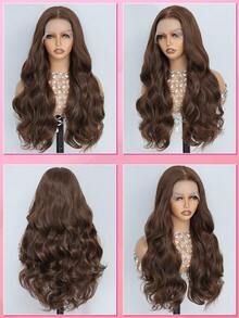 Body Wave Wig 13X6 Transparent Lace Front Wig Synthetic Hair Wig With Baby Hair For Women 26 Inch Dark Brown Color Synthetic Heat-Resistant Ideal For Daily Wear - Dark Brown - 查看 6