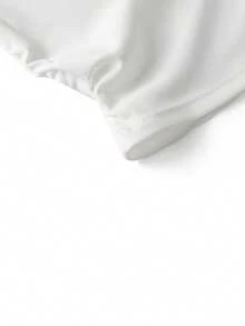 女士纯白色简约街头风休闲通勤个性Y2K修身性感荷叶边圆领短袖T恤，春夏款 - 白色 - 查看 7