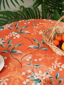 1 pièce Nappe vintage française à imprimé floral avec dentelle, décoration d'intérieur pour table de chevet, table basse, table à manger, décoration de fête - Orange - Voir 7
