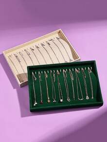 1 pieza Caja de almacenamiento de collares, bandeja de exhibición de joyas con tapa transparente para collares y colgantes, adecuada para mujeres y niñas, soporte en forma de T, bandeja de joyas de terciopelo, soporte para anillos, gabinete de exhibición, exhibición de joyas, caja de almacenamiento de anillos - Multicolor - Ver 6