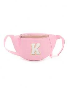 1pc DIY Girls Letter Print Crossbody Bag, Cute Shoulder Bag, Messenger Bag, Fanny Pack, Suitable For Daily Use, Outdoor, Travel, Hiking, Portable, Ideal Gift For Girls