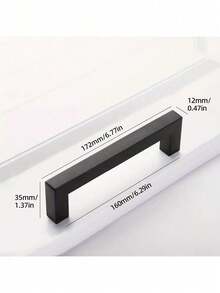 4pcs Black Square Stainless Steel Cabinet Handles, Furniture Hardware Accessories, Kitchen Cabinet/Drawer Pulls - Black - View 5