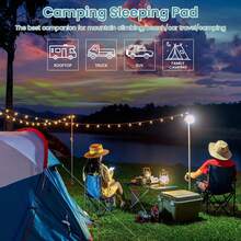 Colchoneta camping doble autohinchable 196x125x10cm con almohadas integradas, esterilla plegable impermeable, ideal para senderismo y actividades al aire libre, color azul tibetano - Azul tibetano - Ver 6