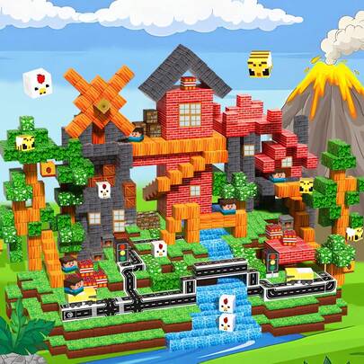 Magnetic Building Tiles Set, Includes Farm & Handcraft Themes, Children's Educational STEM Toys, With Iron Box Storage, Creative Gift For 3-8 Years Old Boys And Girls