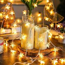 1串LED水晶星形灯串，电池供电，闪烁星形灯，适用于卧室、宿舍、帐篷、婚礼、派对、情人节、感恩节、开斋节等节日装饰（不含电池） - 星星 - 查看 3