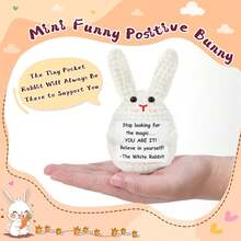 The 1pc Hand-Crocheted Bunny Conveys A Heartfelt Message: "I May Be A Bunny, But I You! Go Do Your Thing! " With Its Lovely Design And Inspiring Cards, It Reminds You To Be Positive And Confident To Meet Every Challenge. - Multicolor - View 3