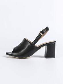 Sandales à talons hauts d'été pour femmes, chaussures noires printemps/été, chaussures élégantes pour femmes, sandales à talons hauts sexy et à la mode, sandales à bout ouvert, talons hauts noir pur, sandales à bout rond, sandales à talons blocs pour femmes, chaussures de mariage et de mariée, chaussures à talons épais, chaussures noires, sandales pour femmes, chaussures noires pour femmes, sandales à boucle monobloc, sandales affinantes pour femmes, sandales à talons pour rendez-vous, fête, soirée, port extérieur, couleur unie, vacances, talons mi-épais, chaussures minimalistes pour femmes - Noir - Voir 8