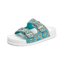 Women's Sandal Papete New Rhinestones With Adjustable Buckle Birken Meijile Original - 淺藍色 - 查看 3